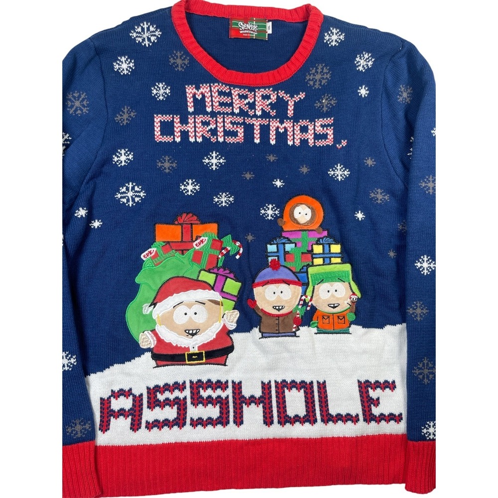 Spencer's Light-Up Merry Christmas Sweater Men's 2XL‎ Multi South Park Pullover